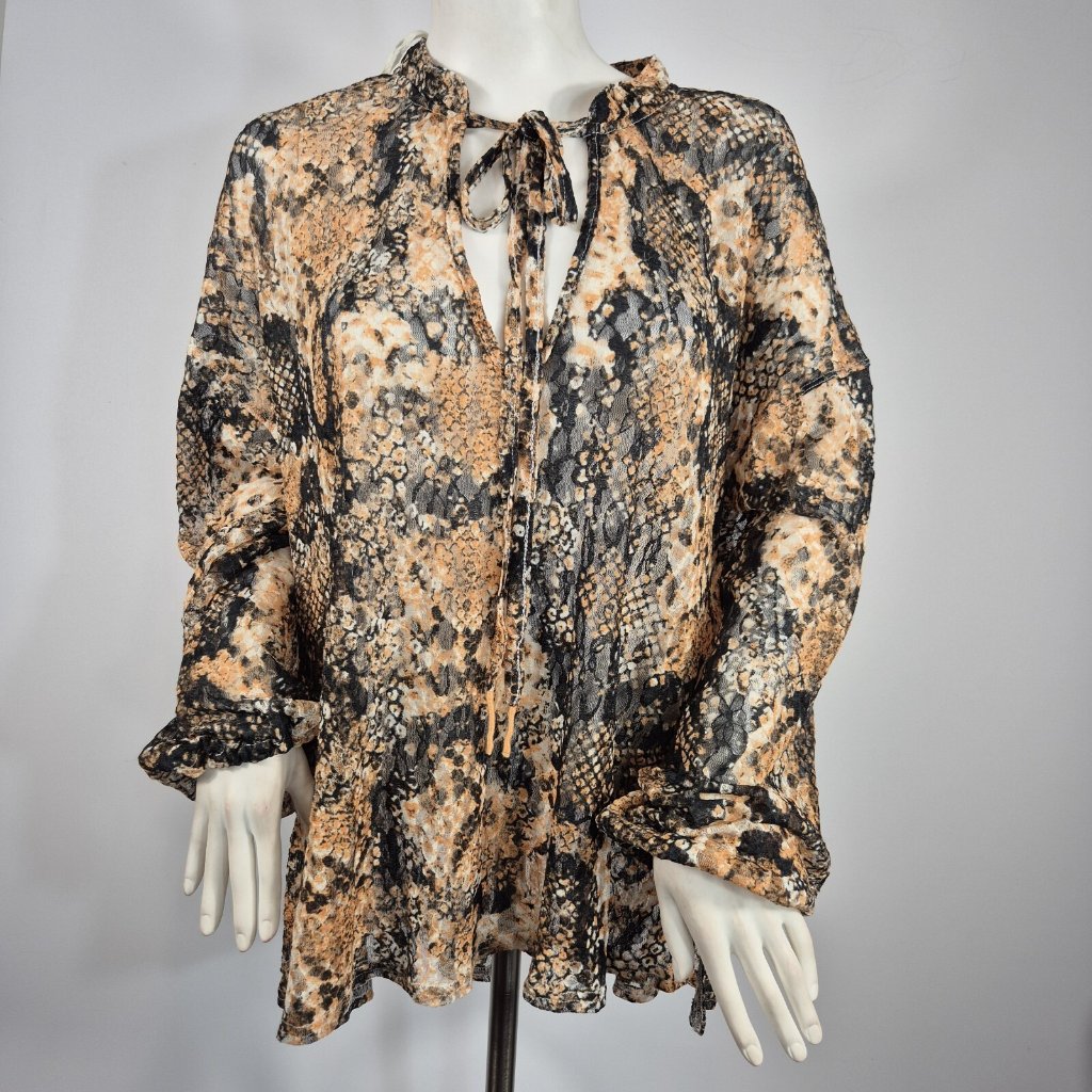 Free People Women's Juniors Out For The Night Top Tunic In Snake Combo Size S 40